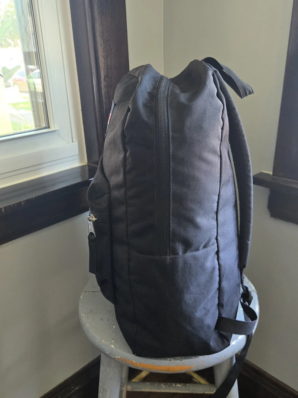 JanSport Black Backpack with Pathways Travels Patch - Men's Bag